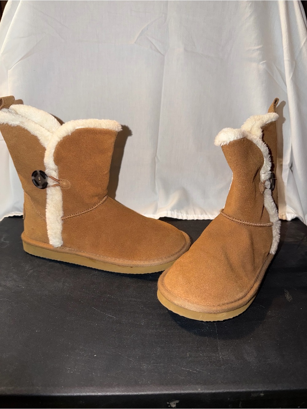 American Eagle Cozy Faux-Suede Winter Boots - Chestnut -Size 8